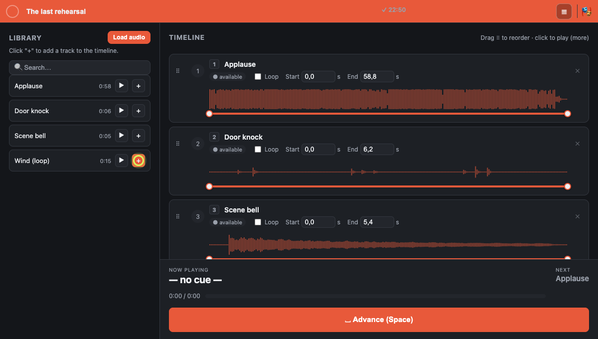 Importing files and adding four tracks to the timeline.